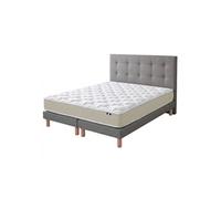 Ensemble 160x200 + tête de lit Matelas polylatex 80 kg/m³ sommier gris