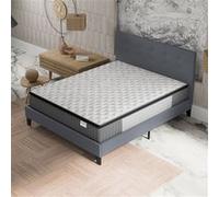 Ensemble 160x200cm-Matelas ressorts ensachés et Mémoire de forme + Lit avec Tête de lit et sommier à lattes, Matelas 30cm d'épaisseur