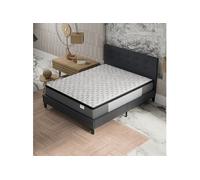Ensemble MATELAS + LIT (160x200cm)- Elekctra 30cm Ressorts ensachés & Mémoire de forme + Sommier & tête de lit revêtement Noir