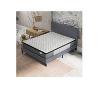 Ensemble 160x200cm-Matelas ressorts ensachés et Mémoire de forme + Lit avec Tête de lit et sommier à lattes, Matelas 30cm d'épaisseur