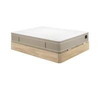 Ensemble 180 x 200 cm sommier coffre naturel clair + matelas hybride ressorts ensachés 7 zones et gel à mémoire de forme ép.28cm - CIREVA de YSMEE