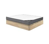 Ensemble 180 x 200 cm sommier coffre naturel clair + matelas hybride ressorts ensachés 7 zones et mousse haute résilience ép.26cm - AUDACE de PALACIO