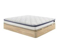 Ensemble 180 x 200 cm sommier coffre naturel clair + matelas hybride ressorts ensachés 7 zones mémoire de forme et latex ép.25cm - MALAO de PALACIO