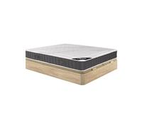 Ensemble 180 x 200 cm sommier coffre naturel clair + matelas hybride ressorts ensachés accueil mémoire de forme ép.27cm - ATLANTIDE de YSMEE
