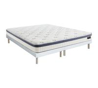 Ensemble 180 x 200 cm sommier tapissier + matelas hybride ressorts ensachés 7 zones et mémoire de forme ép.25cm - MALAO de PALACIO