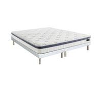Ensemble 180 x 200 cm sommier tapissier + matelas hybride ressorts ensachés 7 zones mémoire de forme et latex ép.25cm - MALAO de PALACIO
