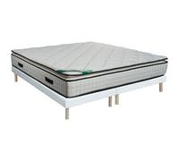 Ensemble 180 x 200 cm sommier tapissier + matelas mousse et coutil bambou ép.23cm - ADANA de NATUREA