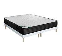 Ensemble 180 x 200 cm sommier tapissier + matelas mousse et coutil bambou ép.25cm - BERENDI de NATUREA