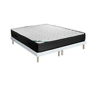 Ensemble 180 x 200 cm sommier tapissier + matelas mousse et coutil bambou ép.25cm - BERENDI de NATUREA