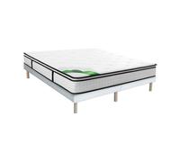 Ensemble 180 x 200 cm sommier tapissier + matelas ressorts ensachés 7 zones surmatelas intégré et coutil bambou ép.23cm - TAREVO de NATUREA