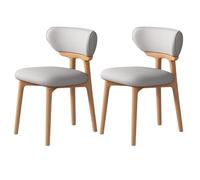 Ensemble 2/4/6 Chaises Salle à Manger Ensemble Chaises Cuisine Sans Accoudoirs Coussin En Cuir Dossier Incurvé Conception à Coins Arrondis Convient aux Cuisines HôTels Et CaféS wood + Light grey 2