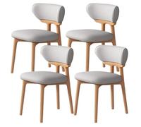 Ensemble 2/4/6 Chaises Salle à Manger Ensemble Chaises Cuisine Sans Accoudoirs Coussin En Cuir Dossier Incurvé Conception à Coins Arrondis Convient aux Cuisines HôTels Et CaféS wood + Light grey 4