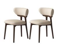 Ensemble 2/4/6 Chaises Salle à Manger Ensemble Chaises Cuisine Sans Accoudoirs Coussin En Cuir Dossier Incurvé Conception à Coins Arrondis Convient aux Cuisines HôTels Et Dark walnut + light khaki 2