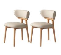 Ensemble 2/4/6 Chaises Salle à Manger Ensemble Chaises Cuisine Sans Accoudoirs Coussin En Cuir Dossier Incurvé Conception à Coins Arrondis Convient aux Cuisines HôTels Et CaféS wood + Light khaki 2