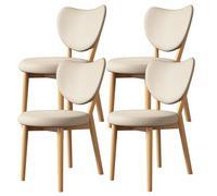 Ensemble 2/4/6 Chaises Salle à Manger RembourréEs Vintage Chaise Cuisine Avec Dossier Assise En Cuir Pieds En ChêNe Facile à Nettoyer Convient aux Restaurants HôTels Et CaféS Wood + Light Khaki 4