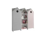 Vipack Casami Armoire 1 Porte Gris + Armoire Ouverte + Armoire 1 Porte Rose