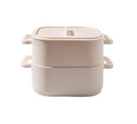 Ensemble 2 Bol à Mixer Silicone pour Micro-ondes - Cuiseur Vapeur Rapide avec Couvercle de Stockage - pour idéal Pâtisserie et Cuisine Saine - Taille 22x17x14cm(Beige)