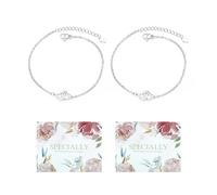 Ensemble 2 Bracelets de Demoiselle d'Honneur Argentés - 2 Cartes Bricolage Personnalisées, 2 Boîtes de Rangement, Bracelet Régulable, Cœur, Cadeau de Mariage