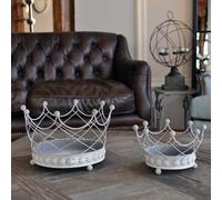 Ensemble 2 Caches Pots Fleurs Couronne Gris