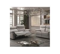 Ensemble 2 Canapés Fixe 2 Places et Relax Electrique Tissu Gris - TARIFA -