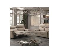 Ensemble 2 Canapés Fixe 2 Places et Relax Manuel Tissu Beige - TARIFA -