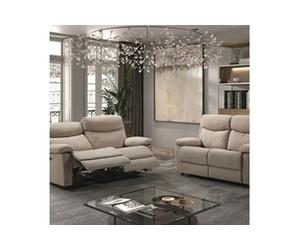 Ensemble 2 Canapés Fixe 2 Places et Relax Manuel Tissu Beige - TARIFA -