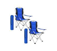 Chaise de camping - TECTAKE - Lot de 2 fauteuils pliables rembourrés avec porte-boissons 60 x 88 x 110 cm housse de transport - Bleu