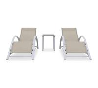 Ensemble 2 Chaises Longues avec Table, Aluminium Enduit Poudre, Textilene, | Design ergonomique, entretien facile, usage annuel, mobilier léger, table pratique, style contemporain