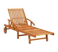 Ensemble 2 Chaises Longues en Acacia Massif avec Table et Coussins