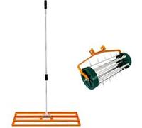 Ensemble 2-en-1 Scarificateur et Niveleur de Pelouse de 100 cm - Orange