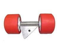 Ensemble 2 galets rouges diamètre 100 mm support en "V" sur chandelle 40 x 40