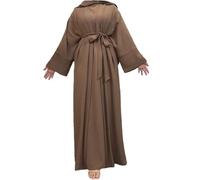 Ensemble 2 pièces Abaya musulman pour femme - Robe hijab intérieure Dubaï Turquie, Ensemble de 2 pièces marron foncé, S