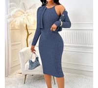 Ensemble 2 pièces Amarilo pour femmes : Veste décontractée à boutons de couleur unie et robe fourreau dos nu de couleur unie, élégante pour le printemps et l'été L,M,S,XLUnicoloreÉtoffe