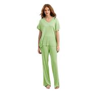 Ensemble 2 pièces ample en tricot fin pour femme - Pull à manches courtes - Haut coréen - Taille haute - Pantalon large, En8 léger, M