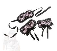 Ensemble 2 pièces avec bandeau en dentelle rose et noire, idéal pour les tenues de nuit