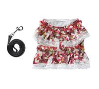Ensemble 2 pièces avec harnais et laisse à motif floral - Robe de princesse pour chiot avec volants en dentelle - Jupe respirante et douce pour chiens de petite et moyenne taille (#3, M)