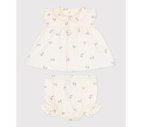 Ensemble 2 pièces bébé en coton, blouse et bloomer imprimés fleurs Petit Bateau - écru - Taille 3 mois 3M écru/multicouleur