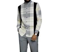 Ensemble 2 Pièces Chemises Bowling et Pantalons pour Hommes Tenues de Loungewear Imprimé Géométrique Manches Longues Boutonnage Chemise Ensembles