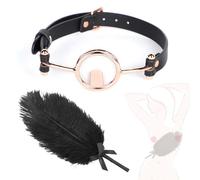 Ensemble 2 pièces collier noir, anneau métallique circulaire