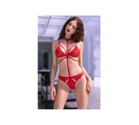 Ensemble 2 pièces CR4633 dentelle rouge