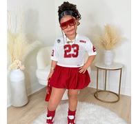 Ensemble 2 pièces de mode de rue décontractée mignonne pour jeune fille : sweat-shirt imprimé lettres rouges de la Saint-Valentin + jupe fleurie rouge 6Y,7Y,4Y,5YNoëlPolyester