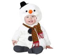 Ensemble 2 Pièces de Noël Deguisement Bonhomme de Neige Bébé, Combinaison à Manches Longues + Écharpe pour Tout-Petits Fille Garçons Costume Cosplay de Noël Grenouillère à Capuche en Polaire
