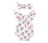 Ensemble 2 pièces de robe de fête des mères pour bébé fille avec imprimé cœur et manches volantes à capuche pour bébé (blanc, 9-12 mois)