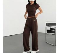 Ensemble 2 pièces de tenue d'été pour femme, composé d'un t-shirt à manches courtes ajusté et d'un pantalon, avec broderie d'éperons L,M,S,XSUnicoloreTissu tricoté