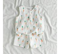 Ensemble 2 pièces décontracté : Top sans manches à col ras-du-cou avec imprimé carottes pour bébé garçon et short 6-9M,9-12M,12-18M,18-24M,2-3Y,3-6MFruits & légumesÉtoffe