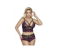 Ensemble 2 Pièces Dentelle et Lanières Noir & Violet GT