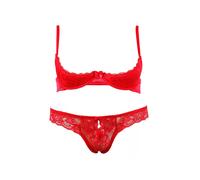 Ensemble 2 Pièces Dentelle Rouge