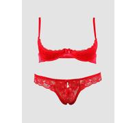 Ensemble 2 Pièces Dentelle Rouge - Taille : S