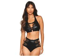 Ensemble 2 pièces - DG - DG13197BLK - Simili cuir - Dentelle - Taille XL - Noir XL