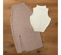 Ensemble 2 pièces élégant femme Y2K vintage, décontracté, pour vacances, soirée, sexy, tricot, débardeur et jupe. Convient pour le printemps/été, plage, chic négligé L,M,S,XL,XS,XXLTricots